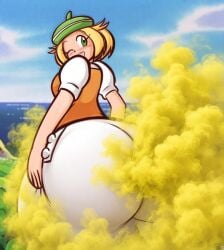 ass bianca_(pokemon) big_ass big_breasts big_butt brap breasts fard fart fart_cloud fart_everywhere fart_fetish fat_ass female fetish game_freak gassy huge_ass nintendo pokemon smile text thick_thighs