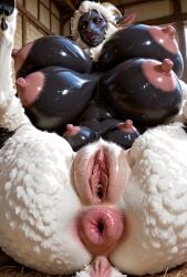 1female 1girls 6_breasts ai_generated anthro anthro_only anus areolae ass big_anus big_ass big_breasts big_butt big_nipples black_body black_skin breasts butt caprine digitigrade donut_anus erect_nipples farm female female_only furry furry_only furrypornaddiction hooves huge_anus huge_ass huge_breasts huge_butt inside multi_breast nipples plump_labia puffy_areola pussy shaved sheep solo solo_anthro solo_female thick_nipples thick_thighs vagina white_fur wide_hips wool