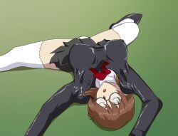1girls agent_aika aika_(series) black_delmo closed_eyes delmo glasses knocked_out kuroyoshi lying unconscious white_panties
