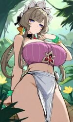 1girls ai_generated big_breasts big_thighs crop_top curvy curvy_body curvy_female curvy_figure curvy_hips curvy_thighs genshin_impact hips huge_breasts kyoru189 large_breasts looking_at_viewer looking_down looking_down_at_viewer mature_female midriff sandrone_(genshin_impact) seductive seductive_look shiny shiny_skin solo solo_female thighs