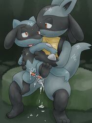 gay lucario male/male nintendo penetration pokemon pokemon_(species) red_eyes riolu size_difference small_penis termeneko thick_thighs