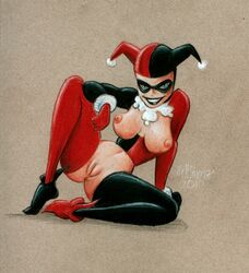 1girls 2010 anus batman:_the_animated_series batman_(series) bivouac blue_eyes breasts dc_comics dcau female female_only harley_quinn harley_quinn_(classic) looking_at_viewer mask naughty_face nipples pussy solo