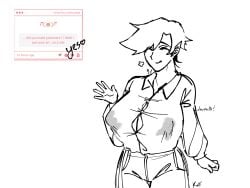 1boy big_breasts boobs breasts breasts_almost_out busty busty_boy busty_male closed_eyes cute cute_male flowery flowery_(deltarune) fully_clothed lactating lactation large_breasts male male_with_breasts nipple_bulge puffy_nipples solo solo_focus solo_male thick tight_clothing