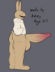 1boy animal_hospital ass big_penis bottomless huge_cock intern_(animal_hospital) penis roblox smiling solo standing stinkslutbunny