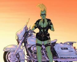 1girls amy_belcher female female_only green_skin image_comics mohawk savage_dragon she-dragon solo wicka yellow_hair