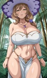 1girls ai_generated big_breasts big_thighs crop_top curvy curvy_body curvy_female curvy_figure curvy_hips curvy_thighs genshin_impact hips huge_breasts kyoru189 large_breasts lisa_(genshin_impact) looking_at_viewer looking_down looking_down_at_viewer mature_female midriff seductive seductive_look shiny shiny_skin solo solo_female thighs
