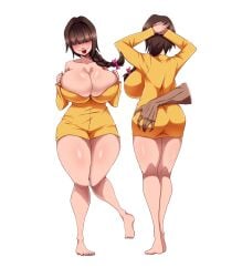 barefoot big_breasts commissioner_upload hair_over_eyes little_nightmares raincoat_girl_(little_nightmares) tobyllitos very_little_nightmares