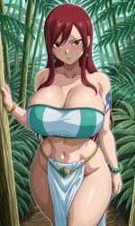 1girls ai_generated big_breasts big_thighs crop_top curvy curvy_body curvy_female curvy_figure curvy_hips curvy_thighs erza_scarlet fairy_tail hips huge_breasts kyoru189 large_breasts looking_at_viewer looking_down looking_down_at_viewer mature_female midriff seductive seductive_look shiny shiny_skin solo solo_female thighs