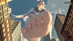 3d 3d_(artwork) big_breasts feet foot_focus giantess gwen_stacy marvel nipple_bulge wotm8h8