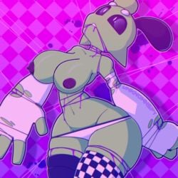 1girls alien alien_girl bikini black_sclera blood bondage cuts edit exposed_breasts female_only green_skin large_breasts large_thighs nipples partially_clothed pinup purple_blood sploot_(unknownspy) string thick_thighs unknownspy unknownspy_(artist)