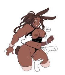 1girls bmbozone bunny_ears bunny_girl bunny_tail dark-skinned_female undressing viera