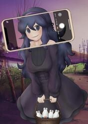 10_seconds 1girls @_@ animated artist_request black_dress black_eyes black_hair breasts dress hex_maniac human large_breasts light-skinned_female light_skin looking_at_viewer no_sound pokemon shorter_than_10_seconds smile symbol-shaped_pupils tagme vertical_video video x-ray_app x-ray_camera