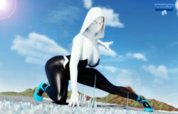 1girls 3d 3d_(artwork) female female_only giantess gwen_stacy marvel marvel_comics nipple_bulge solo spider-gwen spider-man_(series) wotm8h8