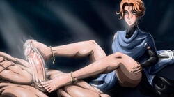 1boy 1girls barefoot big_penis blue_eyes castlevania castlevania_(netflix) clothed clothed_female clothed_female_nude_male clothing cum cum_between_toes cum_on_body cumming espart excessive_cum faceless_male feet feet_on_balls feet_on_penis female footjob male nude nude_male orange_hair penis smile smiley_face smiling sypha_belnades toes trevor_belmont