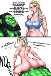 1boy 1girls ass big_breasts blizzard_entertainment braid breasts bubble_butt busty cleavage couple creampie cum cum_in_pussy cum_inside english_text female female_focus female_human/male_orc femdom green_skin hourglass_figure human impregnation interspecies interspecies_relationship jaina_proudmoore male male/female multicolored_hair orc orc_(warcraft) penetration penis philipgrom rape reverse_cowgirl_position reverse_rape roleplay sex text thrall vagina vaginal vaginal_penetration vaginal_sex warcraft wide_hips world_of_warcraft