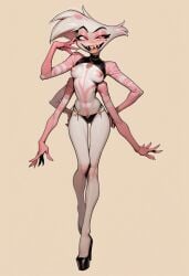 ai_generated angel_dust_(hazbin_hotel) breasts extra_arms extra_limbs high_heels nipples rule_63 spider_demon tgruby