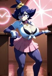 ai_generated animaniacs anime_dot breasts cleavage dot_warner female female_focus female_only furry huge_breasts open_shirt skirt thelightningcrab thick_thighs thighs warner_brothers