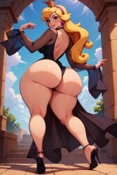 1girls ai_generated ass ass_focus big_ass blonde blonde_hair bottomless crown dat_ass dragon's_lair female female_only heels huge_ass partially_clothed pawg princess princess_daphne royal royalty scarebroart thick thick_ass video_game_character