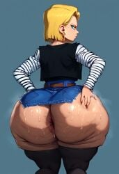 ai_generated android_18 anus anus_peek big_ass cellulite detailed_anus dragon_ball dragon_ball_z gvukub huge_anus huge_ass hyper_anus