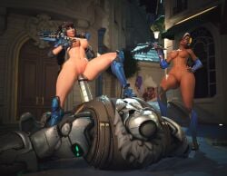 2girls 3d agent_colomar amelie_lacroix big_breasts blizzard_entertainment bob_(overwatch) boots brown_hair captain_lacroix femdom french_female gloves glowing_eyes heterochromia hi_res inminent_sex latina_female looking_at_partner looking_pleasured mirrorwatch multicolored_hair naked night nipples no_bra no_panties olivia_colomar overwatch overwatch_2 ponytail pussy rape robot_penis sombra stepped_on sxnsfwtgirl tagme thick_thighs voluptuous widowmaker