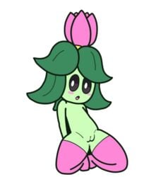 10s 2017 anthro blush dawnleaf female female_focus female_only flat_chest flat_chested flora_fauna hands_behind_back kneeling looking_at_viewer naked naked_stockings no_breasts no_nipples nude nude_female nudity on_knees open_mouth plant plant_humanoid pussy shiny-lilligant stockings stockings_only transparent_background vagina