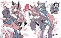 2024 alastor_(hazbin_hotel) antlers artist_request deer deer_ears deer_humanoid demon demon_boy demon_humanoid genderswap_(mtf) hazbin_hotel humanoid hybrid nun priest rule_63 tv vox_(hazbin_hotel)