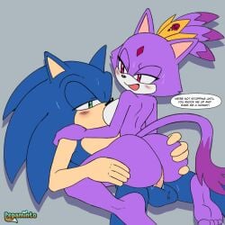 1boy 1girls anthro anthro_on_anthro anthro_only anthrofied blaze_the_cat blue_fur cowgirl_position english_text eulipotyphlan feline feline female female_on_top forehead_jewel fur furry green_eyes male pepamintop purple_eyes purple_fur sega sex sonic_(series) sonic_the_hedgehog sonic_the_hedgehog_(series) speech_bubble straight text vagina vaginal_penetration vaginal_penetration vaginal_sex