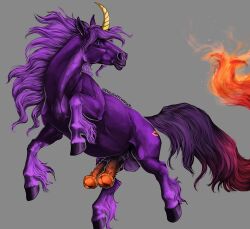 artist_name:venlightchaser dream equid equine fire hi_res horn horse lipstick makeup male mammal nightmare on_hind_legs solo twin_cocks