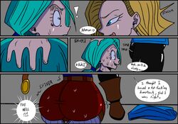 android_18 ass big_ass bulma_briefs dragon_ball dragon_ball_z futanari future_bulma huge_ass size_talk skurigami text uncensored