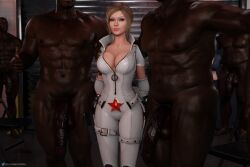 1girls 3d 3d_(artwork) 4boys big_penis blonde_hair blue_eyes clothed_female clothed_female_nude_male dark-skinned_male destroy_all_humans! destroy_all_humans!_2 destroy_all_humans!_2_reprobed faceless_male female grabbing_arm grabbing_from_behind interracial male multiple_boys natalya_ivanova pale-skinned_female scatmanndota