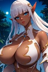 1girls ai_generated big_breasts bikini_armor blue_eyes civitai dark-skinned_female dark_elf dark_skin dark_skinned_female eleanor eleanor_(taimanin) eleonor_(taimanin_rpgx) elf elf_ears elf_female elf_girl female female_focus huge_breasts large_breasts long_hair novowels oppai pointy_ears tagme taimanin_(series) taimanin_rpgx voluptuous voluptuous_female white_hair