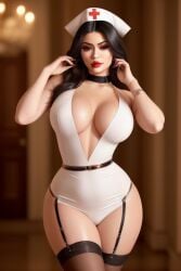 ai_generated big_ass big_breasts big_butt big_lips bitch bitchy black_hair breasts celebration celebrity cosplay halloween halloween_theme hourglass_figure kylie_jenner lipstick nurse nurse_cap nurse_clothes nurse_clothing nurse_uniform outfit_variant partially_clothed realistic rich_bitch sexy_pose slutty_outfit whore