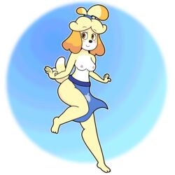 1girls 2021 animal_crossing anthro apron bent_wrist blush breasts canine exposed_breasts female female_focus female_only isabelle_(animal_crossing) looking_at_viewer naked naked_apron nintendo nipples nude nude_female nudity shiny-lilligant simple_background