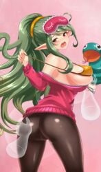 2d anime ass_grab breast_grab defeated defeated_villainess gorgon gorgon_(project_qt) green_hair invisible_hands invisible_man monster monster_girl mythology nutaku project_qt puppet snake snake_hair surprised thick_ass tight_clothing villainess