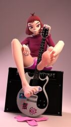 1girls archived_source asian_female boots_removed doopysart_(artist) feet female female_only foot_fetish gorillaz guitar hi_res noodle_(cracker_island) noodle_(gorillaz) pink_shorts red_hair rockstar short_hair shorts sitting smell socks socks_removed solo solo_female sweater tagme