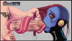 alien alien_girl blowjob blue_skin darkminou fellatio tau warhammer_(franchise) warhammer_40k