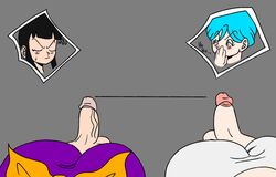 2futas bulma_briefs bulma_briefs_(beginnings_of_dragon_ball_z) chichi chichi_futa dragon_ball dragon_ball_z futa_only futanari penis_comparison skurigami