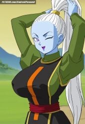 ai_generated aindroidparanoid angel big_ass big_breasts blue_skin breasts busty covered_nipples dragon_ball dragon_ball_super dragon_ball_z fat_ass female female_only field goddess hips huge_breasts large_ass large_breasts massive_breasts narrow_waist nipples outdoors ponytail purple_eyes slim_waist stable_diffusion vados waist white_hair