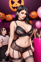 ai_generated big_ass big_breasts big_butt big_lips bitch bitchy black_clothing black_hair bra breasts celebration celebrity cosplay goth goth_clothing goth_girl goth_outfit gothic halloween halloween_party halloween_theme high_thong hourglass_figure kylie_jenner lipstick outfit_variant partially_clothed party prostitute_clothes realistic rich_bitch sexy_clothing sexy_pose slutty_clothing slutty_outfit whore