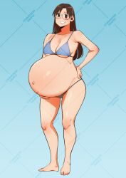 azumanga_daiou big_breasts bikini blush koyomi_mizuhara kyattorosu pregnant ready_to_pop swimsuit