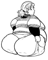 accurate_art_style ass ass_focus big_ass dork_diaries fat_ass heavy_ass huge_ass looking_back monochrome morbidly_obese nikki_maxwell obese plump_ass struggling_to_fit white_background