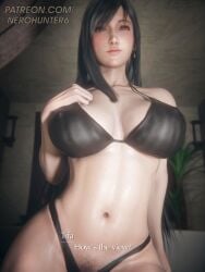 big_breasts black_hair english_text final_fantasy final_fantasy_vii nerohunter6 pubic_hair swimsuit tifa_lockhart