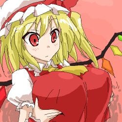 alternate_breast_size flandre_scarlet holding_breast red_eyes touhou vampire_girl