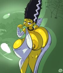 20th_century_fox big_breasts carlos_jurado_cartoons enormous_breasts halloween halloween_costume huge_breasts looking_at_viewer marge_simpson mature_female milf mother nipples the_simpsons voluptuous voluptuous_female wide_hips yellow_body yellow_skin