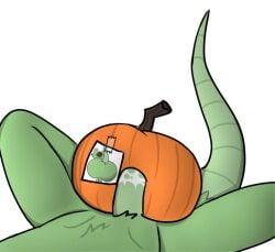 anonymous_artist anthro biizziiy femboy food fruit fur green_body green_fur male male/male mammal mouse murid murine plant pumpkin pumpkin_masturbation rodent solo