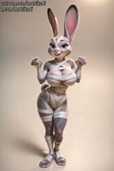 ai_generated bandage bandages big_breasts bimbo breasts bunny bunny_ears bunny_girl cleavage cleavage_cutout female furry giant_breasts gigantic_breasts halloween hyper_breasts judy_hopps large_breasts matriksai mummy mummy_costume rabbit seductive zootopia zootopia_2