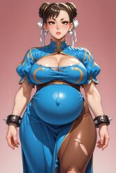 ai_generated chun-li clothing female kikia1 pregnant solo standing street_fighter tagme tagme_(artist)