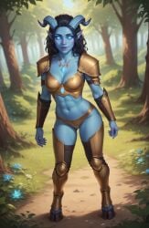 ai_generated armor blue_skin breasts colored_skin draenei hooves horn pdbai pointy_ears tagme warcraft world_of_warcraft