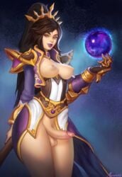 1futa areolae armor big_breasts breasts casual clothed clothing diablo edit erection functionally_nude futa_only futanari gauntlets handwear heroes_of_the_storm human large_breasts li-ming light-skinned_futanari light_skin lipstick looking_at_viewer mavezar mostly_clothed nipples pale_skin penis purple_lipstick small_breasts solo standing wizard