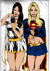 2girls curvy_figure dc dc_comics delison female female_only fully_clothed kara_danvers kara_zor-el kenkira mary_batson mary_marvel mirror selfie shazam_(series) supergirl superman_(series)